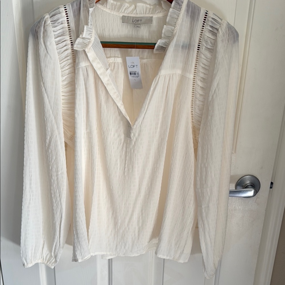 LOFT Cream Blouse Elegant Top